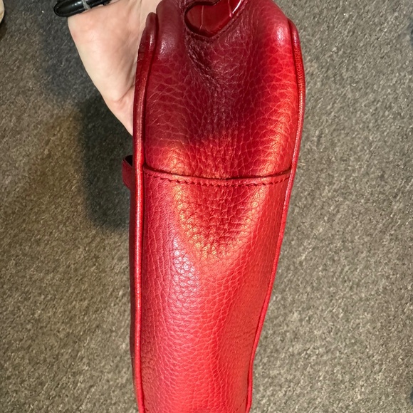 Brighton Leather Crocodile Cherry Red Shoulder Bag Purse - Picture 6 of 8